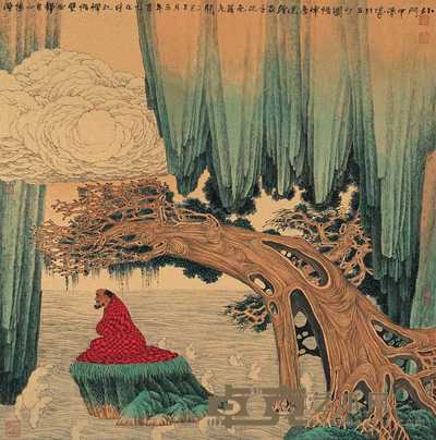 薛亮 2005年作 达摩禅悟图 镜心 39.5×39.5cm